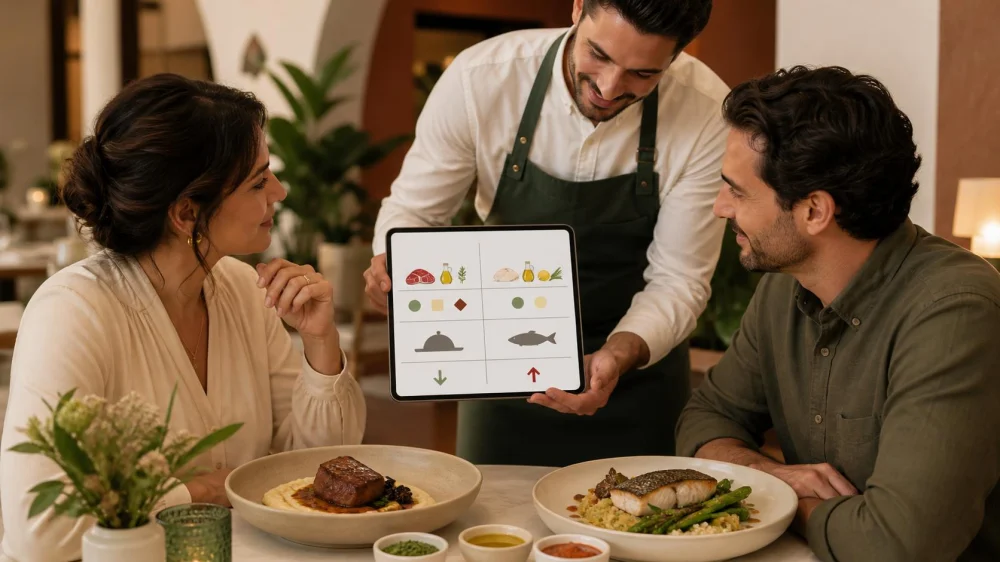Restaurant Menu Substitution: Confirm Ingredients, Allergens, Portion, and Price