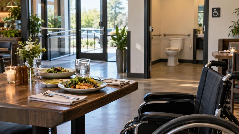 Accessible Restaurant Booking: Entrance, Table, and Toilet