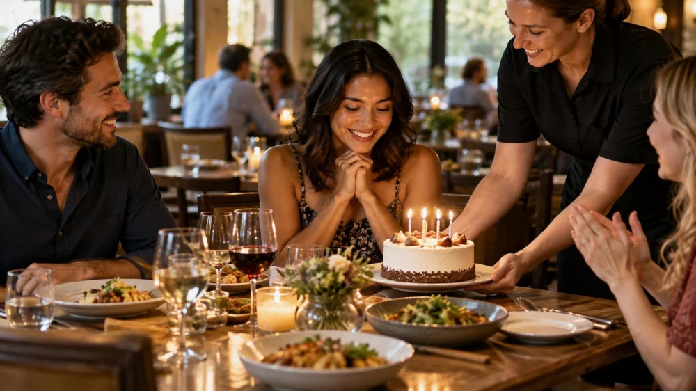 Restaurant Birthday Booking: Cake, Seating, and Timing